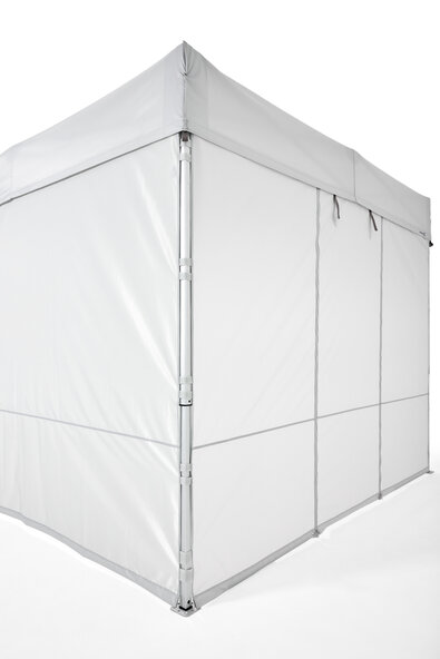 The side walls are attached to the folding gazebo with Velcro loops.